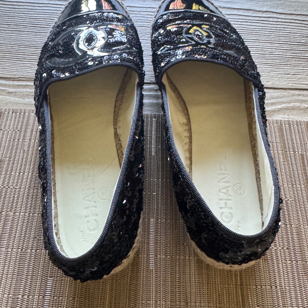 Chanel Black Sequin Espadrilles - image 3